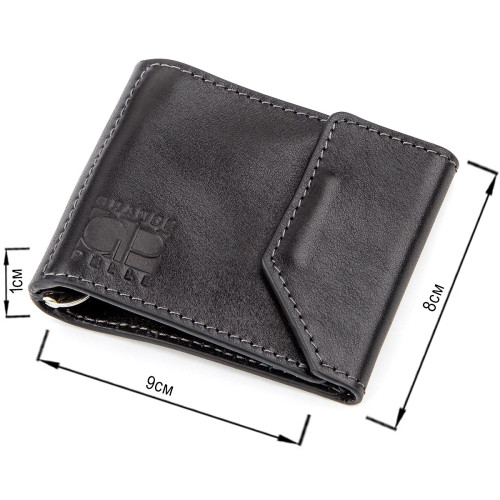 Зажим для денег из итальянской кожи GRANDE PELLE 11149 Черный