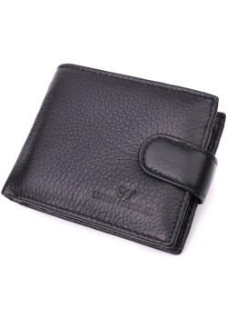 Невеликий місткий гаманець із натуральної шкіри ST Leather 22456 Чорний
