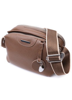 Модная сумка на каждый день с двумя отделениями из натуральной кожи Vintage 22596 Коричневый