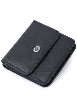 Компактный женский кошелек с карманом для монет из натуральной кожи ST Leather 22690 Черный