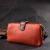 Яркий клатч с интересной защелкой из натуральной кожи Vintage 22424 Оранжевый