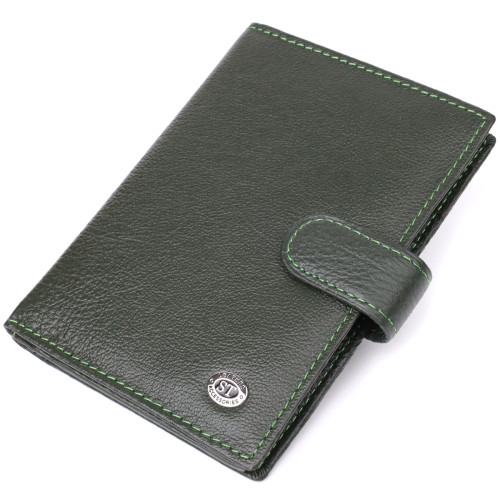 Оригинальная обложка на документы унисекс из натуральной кожи ST Leather 23119 Зеленый