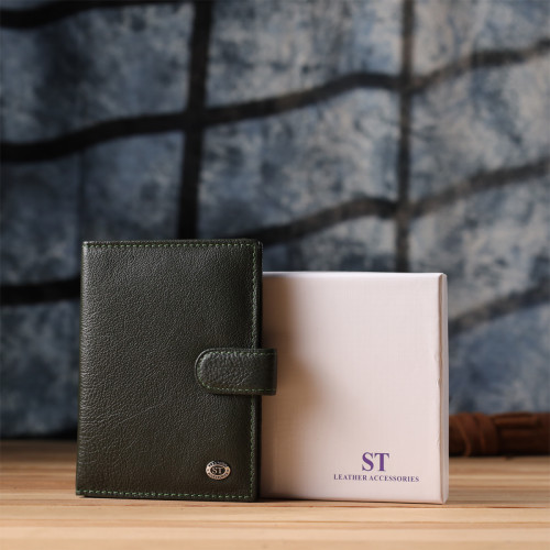 Оригинальная обложка на документы унисекс из натуральной кожи ST Leather 23119 Зеленый