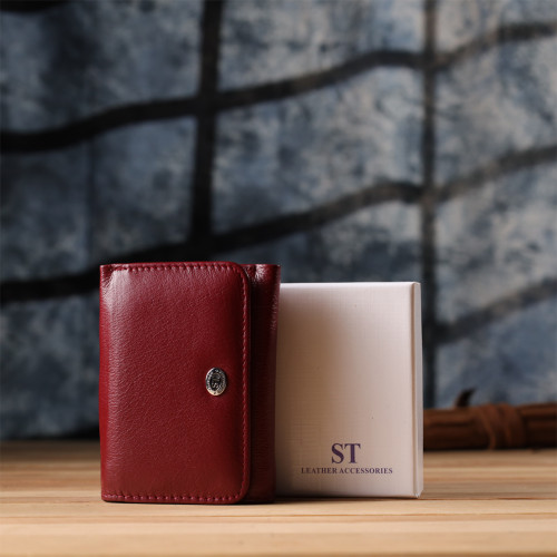 Компактный женский кошелек из натуральной кожи ST Leather 23073 Бордовый