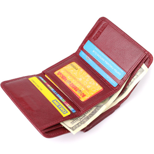 Компактный женский кошелек из натуральной кожи ST Leather 23073 Бордовый