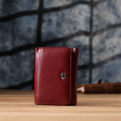 Компактный женский кошелек из натуральной кожи ST Leather 23073 Бордовый