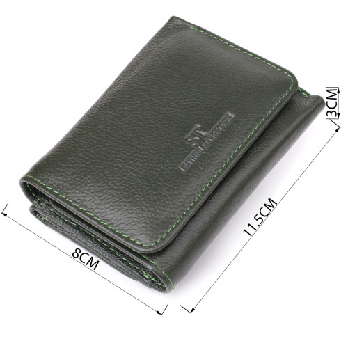 Маленький кошелек удобного формата из натуральной кожи ST Leather 23076 Зеленый