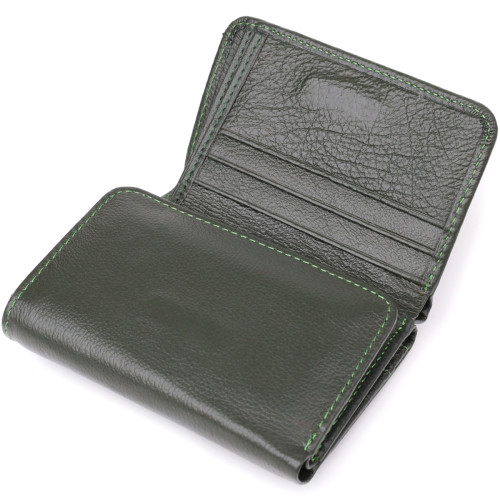 Маленький кошелек удобного формата из натуральной кожи ST Leather 23076 Зеленый
