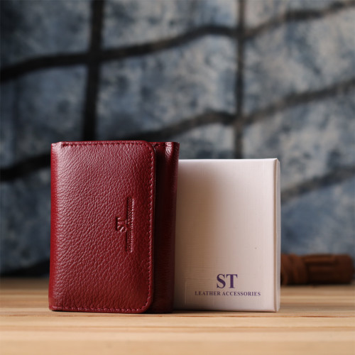 Компактный кошелек удобного формата из натуральной кожи ST Leather 23077 Бордовый