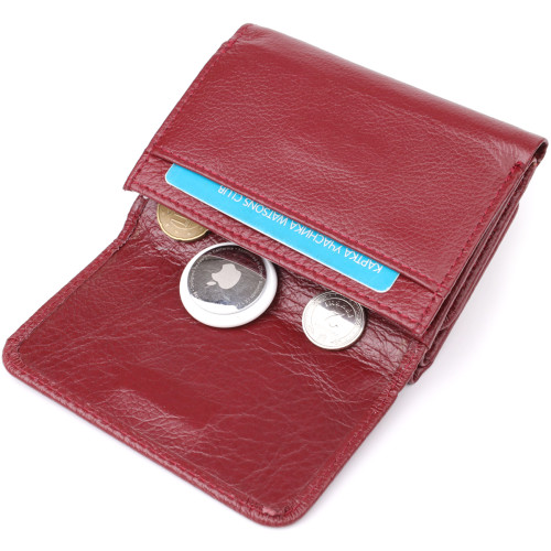 Компактный кошелек удобного формата из натуральной кожи ST Leather 23077 Бордовый