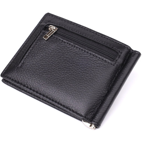 Чоловічий гаманець із металевим затискачем з натуральної шкіри ST Leather 23092 Чорний
