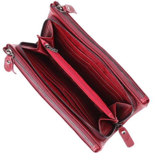 Кожаный кошелек на три отделения для женщин ST Leather 23108 Бордовый