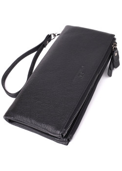 Практичный кожаный кошелек на три отделения ST Leather 23111 Черный