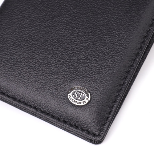 Стильная обложка на паспорт универсального формата из натуральной кожи ST Leather 23078 Черный