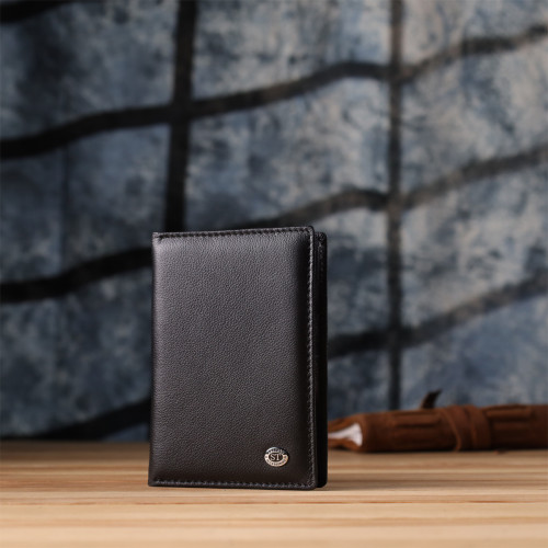 Стильная обложка на паспорт универсального формата из натуральной кожи ST Leather 23078 Черный