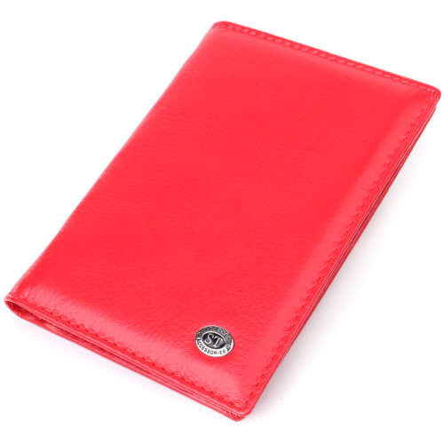 Яркая обложка на паспорт универсального формата из натуральной кожи ST Leather 23080 Красный
