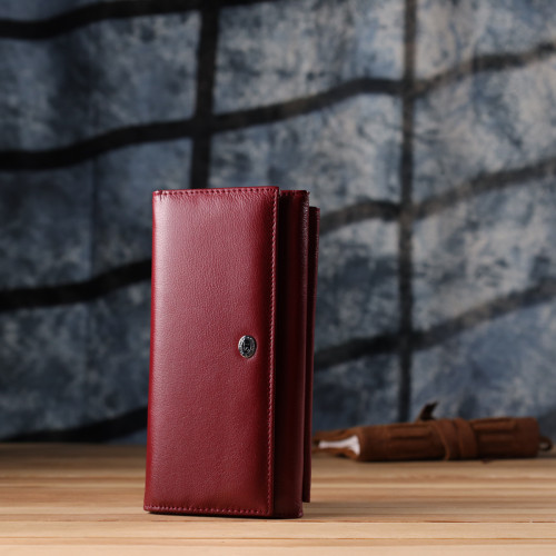 Женский кошелек с карманом для телефона из натуральной кожи ST Leather 23069 Бордовый