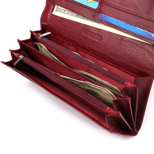 Женский кошелек с карманом для телефона из натуральной кожи ST Leather 23069 Бордовый