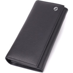 Вместительный кошелек для женщин из натуральной кожи ST Leather 23097 Черный