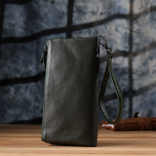 Удобный кошелек для женщин с кистевым ремнем из натуральной кожи ST Leather 23104 Зеленый