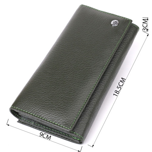 Стильный кошелек для женщин с монетницей из натуральной кожи ST Leather 23106 Зеленый