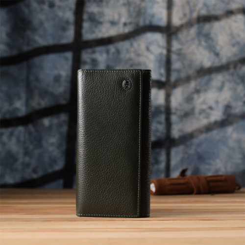 Стильный кошелек для женщин с монетницей из натуральной кожи ST Leather 23106 Зеленый