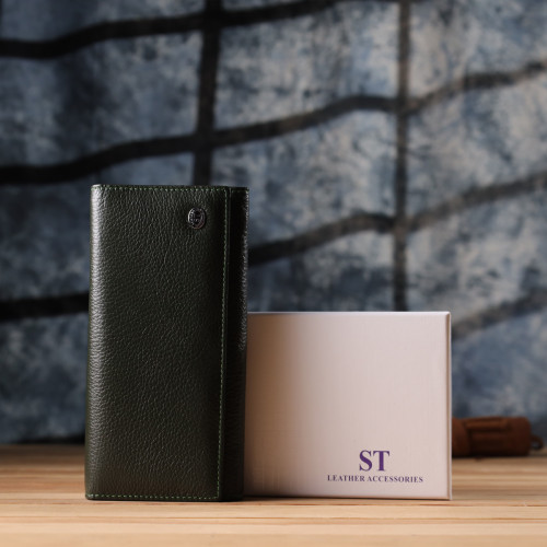 Стильный кошелек для женщин с монетницей из натуральной кожи ST Leather 23106 Зеленый