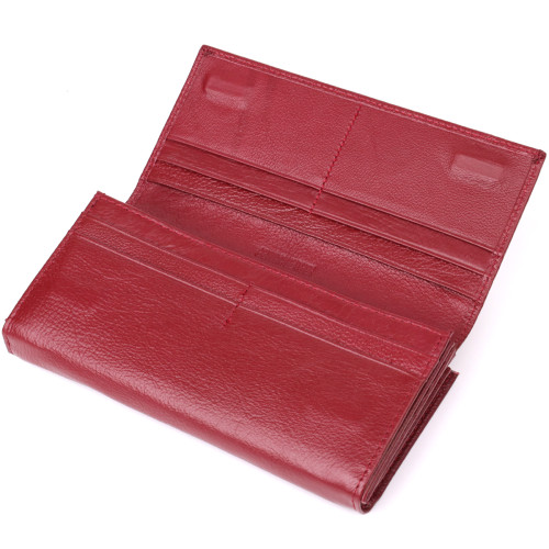 Модний жіночий гаманець на магнітах із натуральної шкіри ST Leather 23113 Бордовий