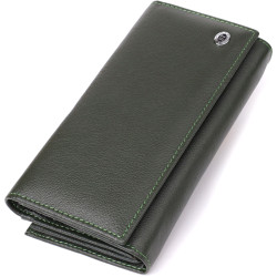 Вместительный женский кошелек на магнитах из натуральной кожи ST Leather 23115 Зеленый