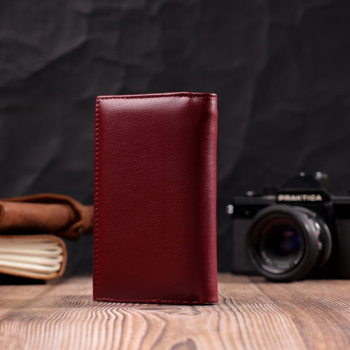 Симпатичний жіночий гаманець у три складання з натуральної шкіри ST Leather 19470 Бордовий Симпатичний жіночий гаманець у три складання з натуральної шкіри ST Leather 19470 Бордовий