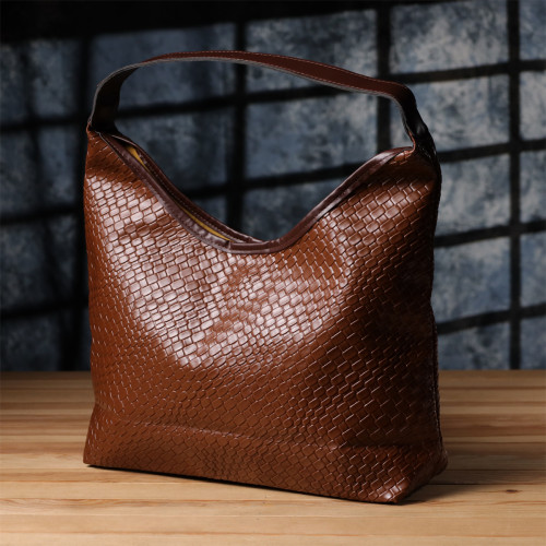 Женская сумка из переплетенной экокожи Vintage sale_15142 Коричневый