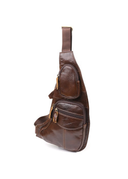 Сумка для мужчин с большим количеством карманов из натуральной кожи Vintage 22956 Коричневый