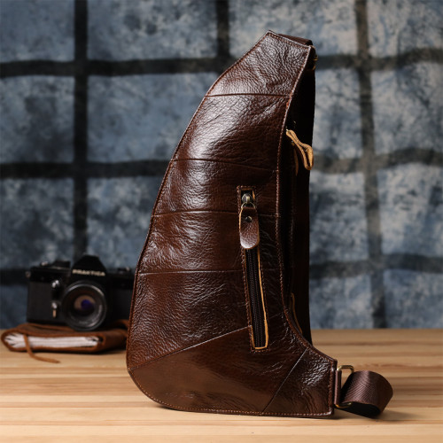 Сумка для мужчин с большим количеством карманов из натуральной кожи Vintage 22956 Коричневый