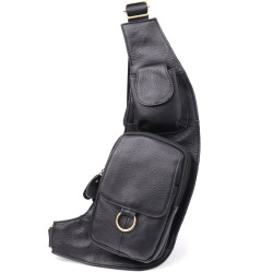 Сумка интересной формы через плечо из натуральной кожи Vintage 22958 Черный