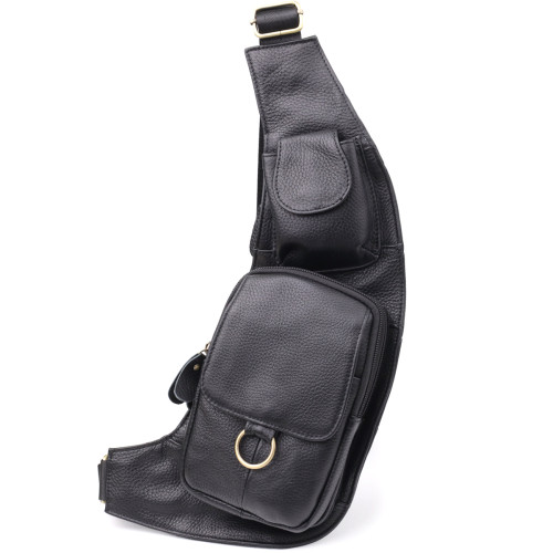 Сумка интересной формы через плечо из натуральной кожи Vintage 22958 Черный