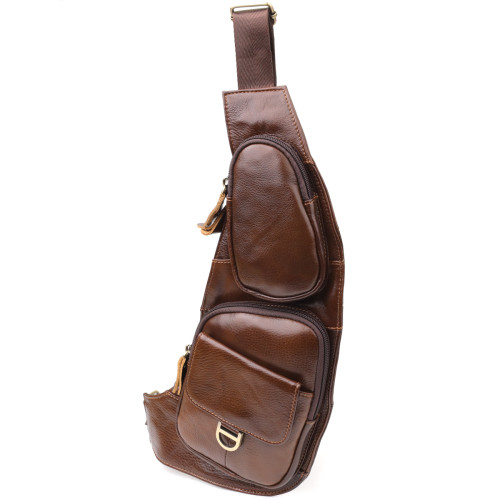 Интересная мужская сумка через плечо из гладкой натуральной кожи Vintage 22965 Коричневый