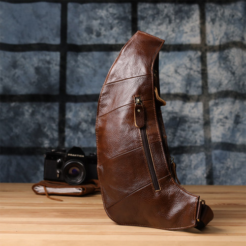 Интересная мужская сумка через плечо из гладкой натуральной кожи Vintage 22965 Коричневый