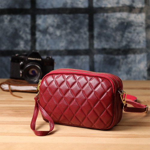 Сумка на три отделения для женщин из натуральной кожи Vintage 22889 Бордовый