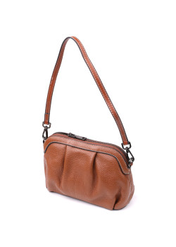 Женская сумка с драпировкой из натуральной кожи Vintage 22895 Коричневый