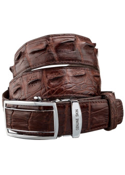 Ремень-автомат CROCODILE LEATHER 18235 из натуральной кожи крокодила (каймана) Коричневый