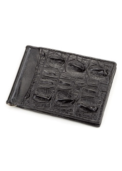 Зажим CROCODILE LEATHER 18169 из натуральной кожи крокодила Черный