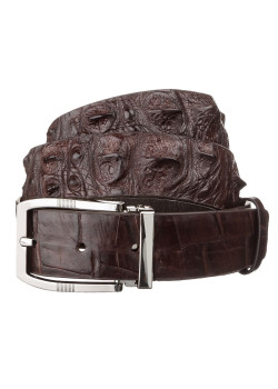 Ремінь чоловічий CROCODILE LEATHER 18178 з натуральної шкіри крокодила Коричневий