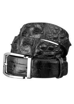 Ремінь чоловічий CROCODILE LEATHER 18008 з натуральної шкіри крокодила Чорний