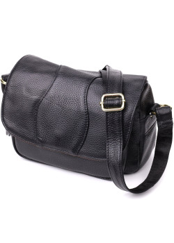 Качественная сумка из натуральной кожи для стильных женщин Vintage 22972 Черный