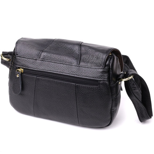 Качественная сумка из натуральной кожи для стильных женщин Vintage 22972 Черный