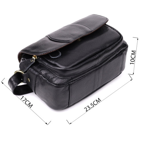 Качественная сумка из натуральной кожи для стильных женщин Vintage 22972 Черный