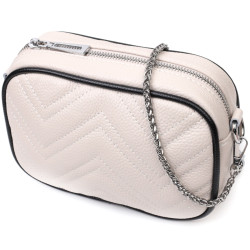 Вечерняя женская сумка на цепочке из натуральной кожи Vintage 22380 Белая