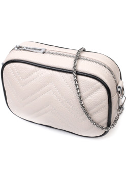 Вечерняя женская сумка на цепочке из натуральной кожи Vintage 22380 Белая