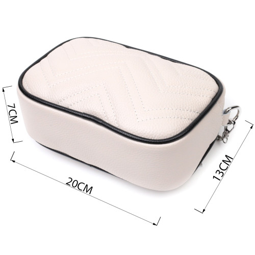 Вечерняя женская сумка на цепочке из натуральной кожи Vintage 22380 Белая