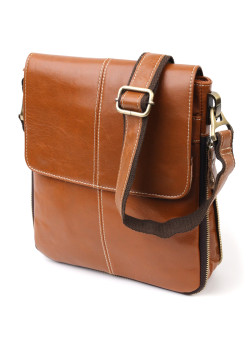 Вертикальна чоловіча сумка Vintage 20830 шкіряна Коричневий